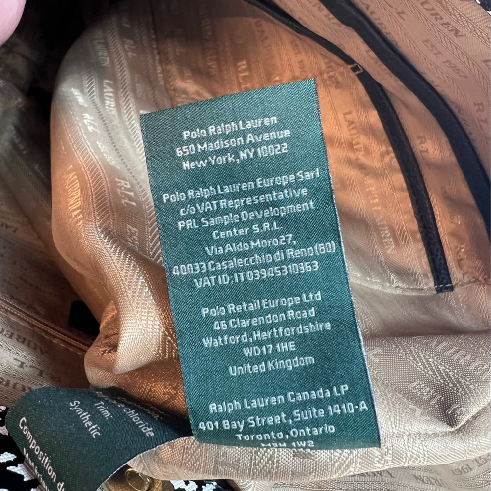 Ralph Lauren Black White Agdon Houndstooth Tote Shoulder Bag Handbag EUC - Picture 12 of 12